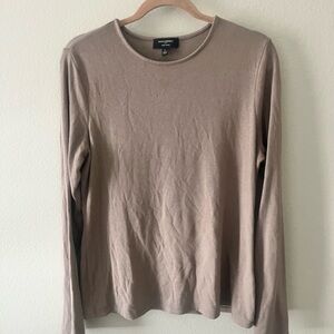 Banana Republic Women's Tan Crewneck Long Sleeve Shirt Soft Luxe Size Large